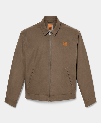 Chamarra De Lona Regular Fit Para Hombre, Café