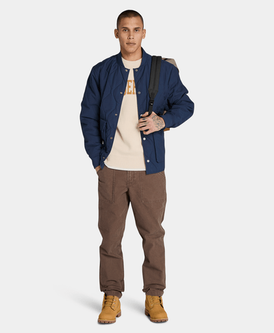 Pantalón Relaxed Tapered Fit De Canvas Para Hombre, Café