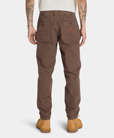 Pantalón Relaxed Tapered Fit De Canvas Para Hombre, Café