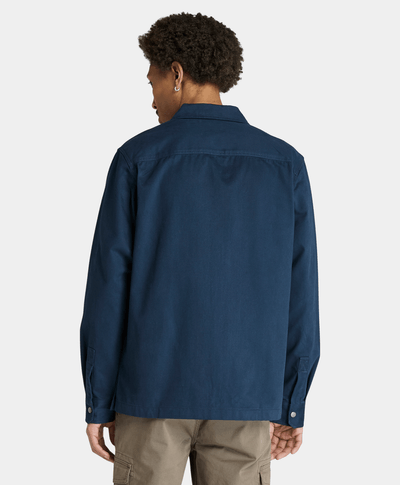 Sobrecamisa Utility Con Tejido Espiga Relaxed Fit Para Hombre, Azul