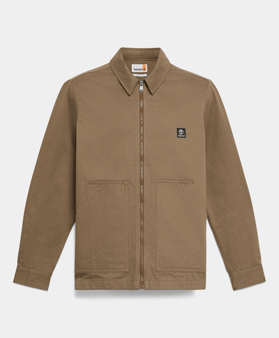 Sobrecamisa Utility Con Tejido Espiga Relaxed Fit Para Hombre, Café