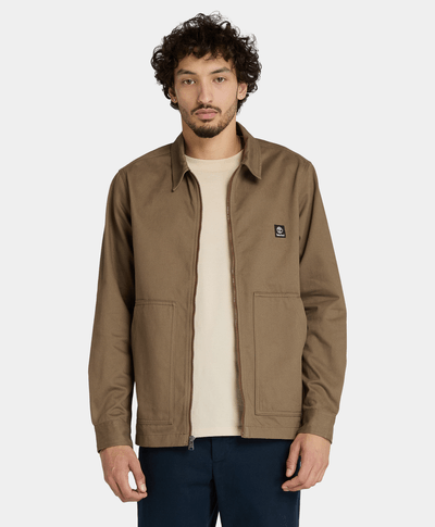 Sobrecamisa Utility Con Tejido Espiga Relaxed Fit Para Hombre, Café