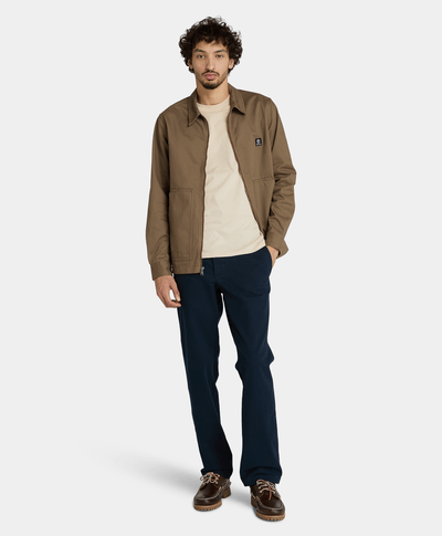 Sobrecamisa Utility Con Tejido Espiga Relaxed Fit Para Hombre, Café