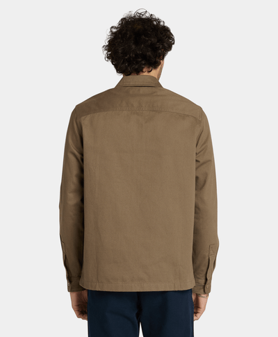 Sobrecamisa Utility Con Tejido Espiga Relaxed Fit Para Hombre, Café