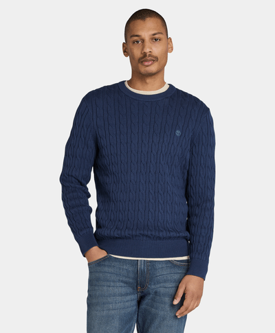 Suéter De Algodón Regular Fit Para Hombre, Azul