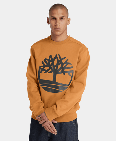 Sudadera con cuello redondo y logotipo del árbol para Hombre, Amarillo
