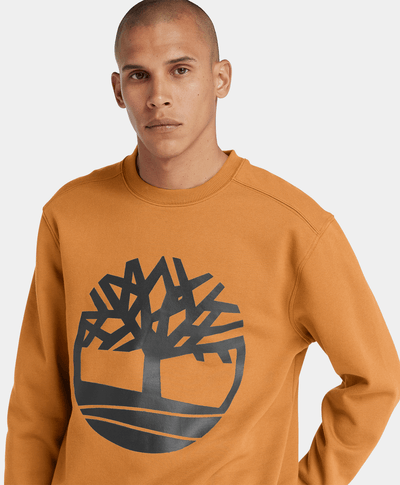Sudadera con cuello redondo y logotipo del árbol para Hombre, Amarillo