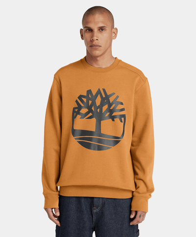 Sudadera con cuello redondo y logotipo del árbol para Hombre, Amarillo