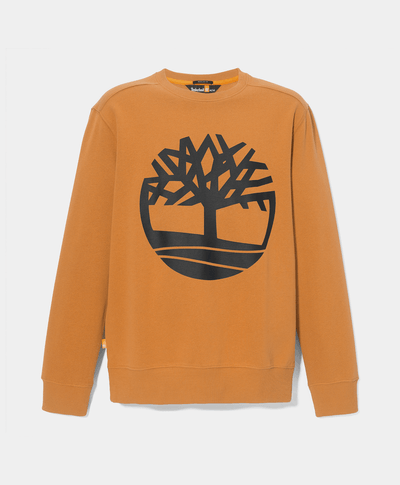Sudadera con cuello redondo y logotipo del árbol para Hombre, Amarillo