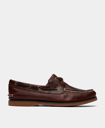 Zapatos Naúticos de piel con dos ojales para Hombre, Café