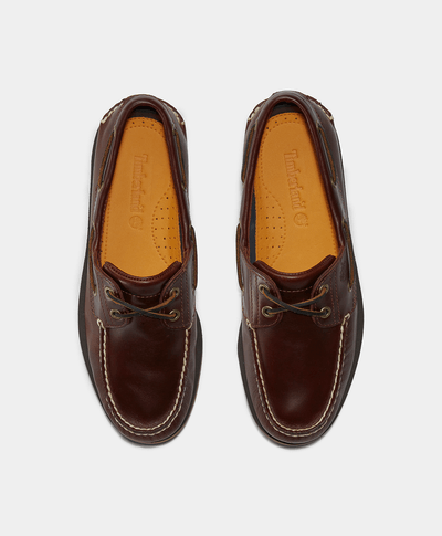 Zapatos Naúticos de piel con dos ojales para Hombre, Café