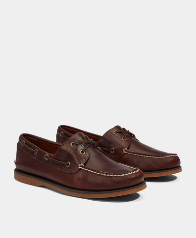 Zapatos Naúticos de piel con dos ojales para Hombre, Café