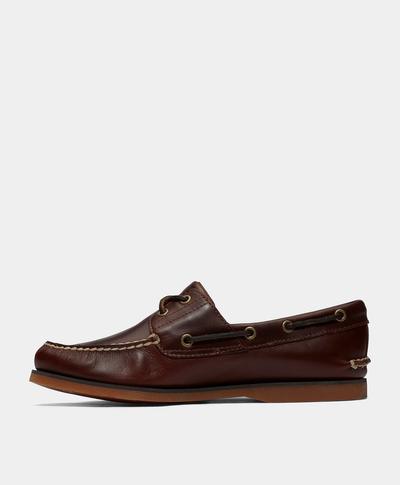 Zapatos Naúticos de piel con dos ojales para Hombre, Café