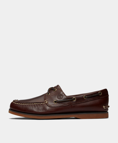 Zapatos Naúticos de piel con dos ojales para Hombre, Café