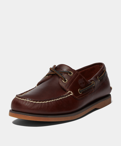 Zapatos Naúticos de piel con dos ojales para Hombre, Café
