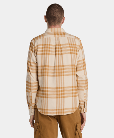 Camisa De Franela A Cuadros Regular Fit Para Hombre, Beige