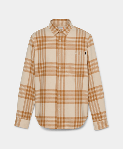 Camisa De Franela A Cuadros Regular Fit Para Hombre, Beige