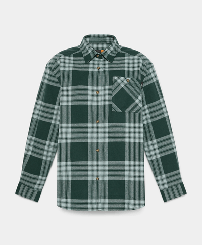 Camisa De Franela Relaxed Fit Con Bolsillo Fit Para Mujer, Verde