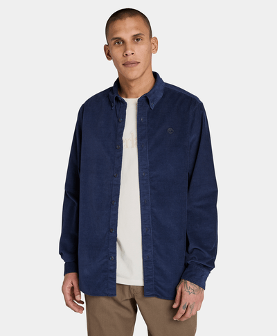 Camisa De Pana Regular Fit Para Hombre, Azul