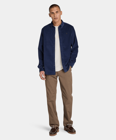 Camisa De Pana Regular Fit Para Hombre, Azul