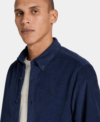 Camisa De Pana Regular Fit Para Hombre, Azul