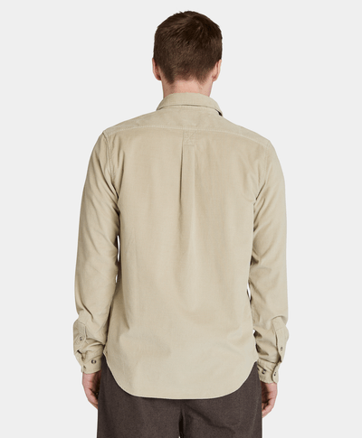 Camisa De Pana Regular Fit Para Hombre, Beige