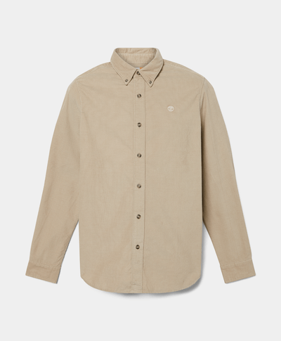 Camisa De Pana Regular Fit Para Hombre, Beige