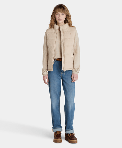 Chaleco Puffer Regular Fit Para Mujer, Beige