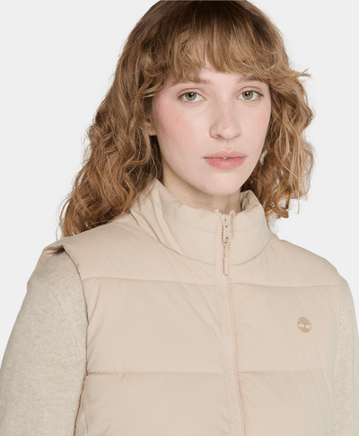 Chaleco Puffer Regular Fit Para Mujer, Beige