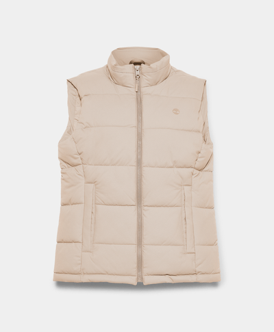 Chaleco Puffer Regular Fit Para Mujer, Beige