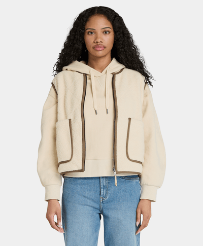 Chaleco Sherpa Regular Fit Para Mujer, Beige