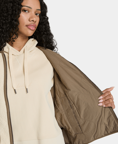 Chaleco Sherpa Regular Fit Para Mujer, Beige