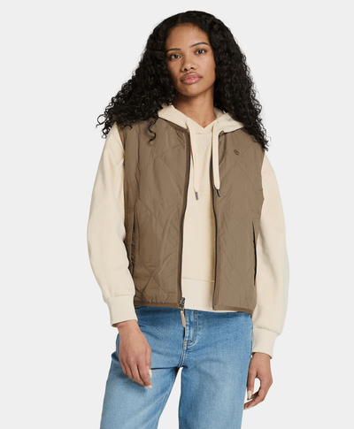 Chaleco Sherpa Regular Fit Para Mujer, Beige