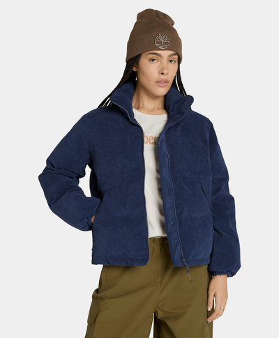 Chamarra Puffer De Pana Regular Fit Para Mujer, Azul