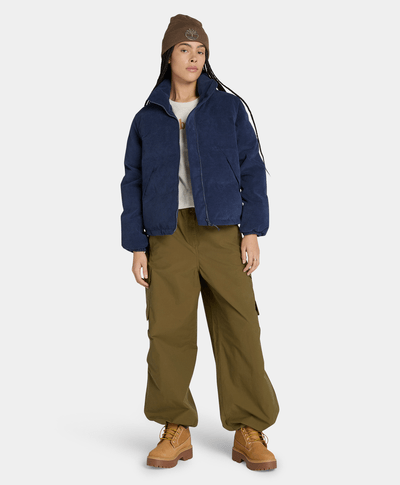 Chamarra Puffer De Pana Regular Fit Para Mujer, Azul