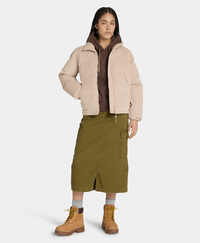 Chamarra Puffer De Pana Regular Fit Para Mujer, Beige