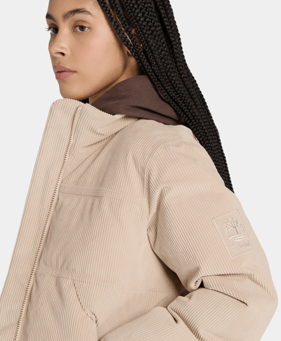 Chamarra Puffer De Pana Regular Fit Para Mujer, Beige