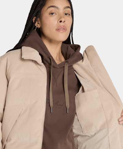Chamarra Puffer De Pana Regular Fit Para Mujer, Beige