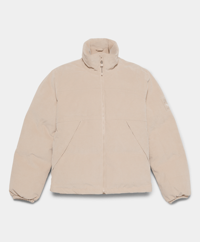 Chamarra Puffer De Pana Regular Fit Para Mujer, Beige