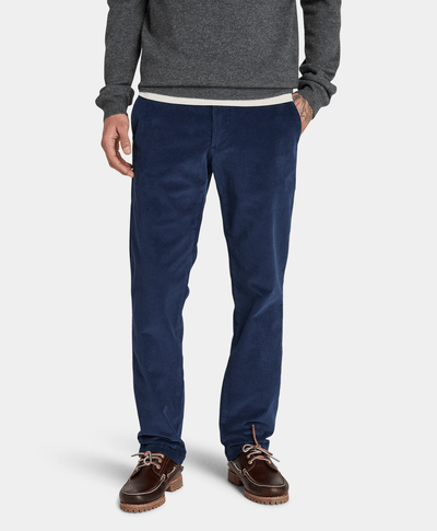 Pantalón De Pana Straight Fit Para Hombre, Azul