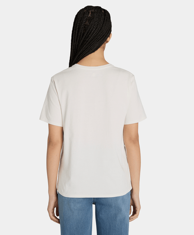 Playera Con Logo Bordado Regular Fit Para Mujer, Blanco