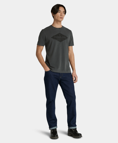 Playera Garment Dyed Regular Fit Para Hombre, Negro