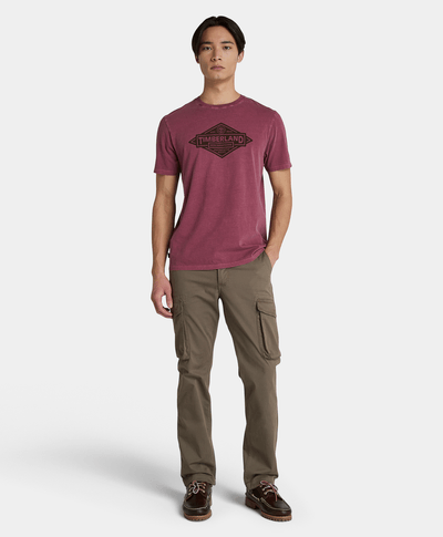 Playera Garment Dyed Regular Fit Para Hombre, Vino