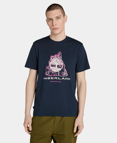 Playera Regular Fit Con Grafico Frontal Tree Logo Para Hombre, Azul