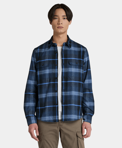 Sobrecamisa De Cuadros Relaxed Fit Para Hombre, Azul