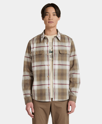 Sobrecamisa De Cuadros Relaxed Fit Para Hombre, Café