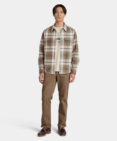 Sobrecamisa De Cuadros Relaxed Fit Para Hombre, Café