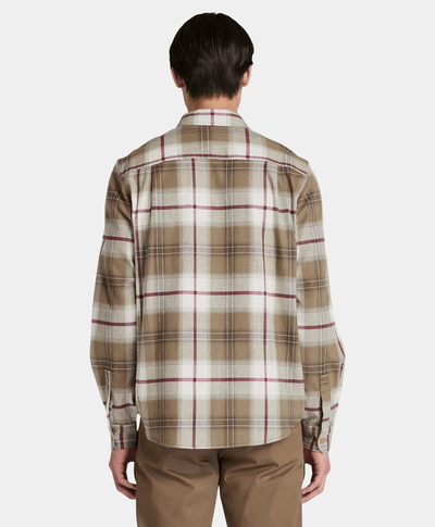 Sobrecamisa De Cuadros Relaxed Fit Para Hombre, Café