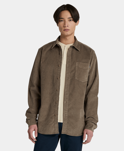 Sobrecamisa De Pana Original Fit Para Hombre, Café