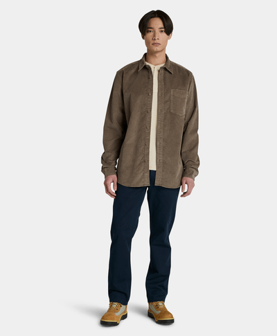 Sobrecamisa De Pana Original Fit Para Hombre, Café